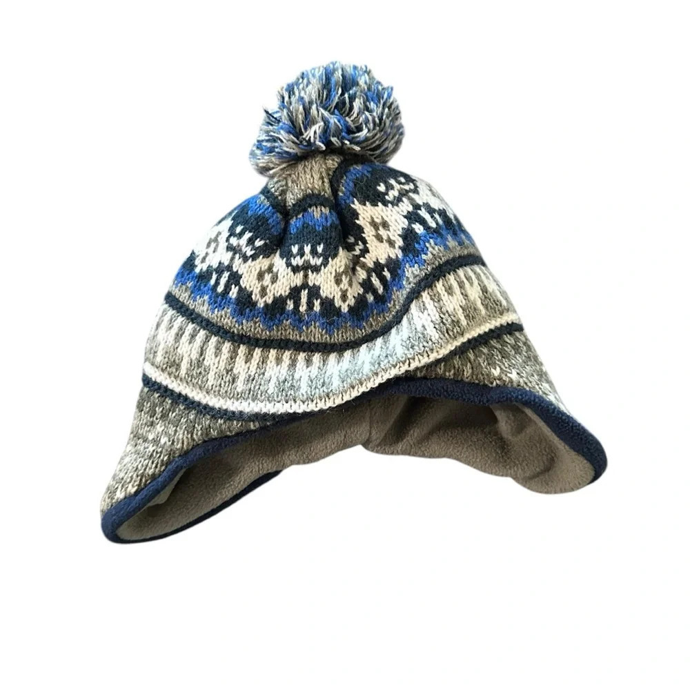 Koala kids baby boy size 6-12 months blue and grey knit beanie